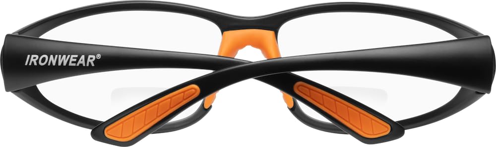 Ironwear Bradford 3030 Series Nylon Protective Safety Glasses with 2.0 Bifocal Lens, Clear Lens, Black Frame (3030-C-2.0), One Size