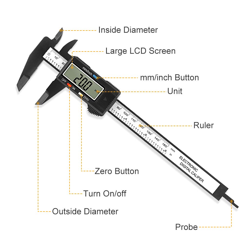 Digital Caliper, 0-6 inches Caliper with Large LCD Screen, Auto - Off Feature, Inch and Millimeter Conversion Measuring Tool, Perfect for Household/DIY Measurment, etc