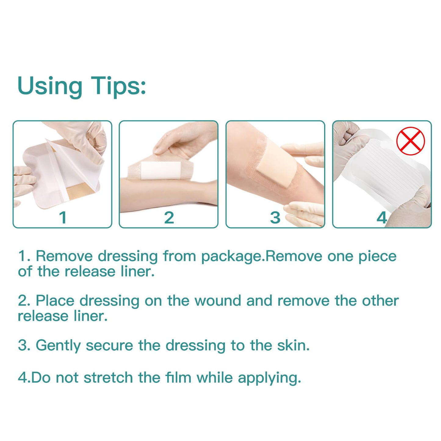 Dimora Silicone Foam Dressing with Border Adhesive 4"x4" Wound Dressing First Aid Bandage for Wound Care 10 Pack