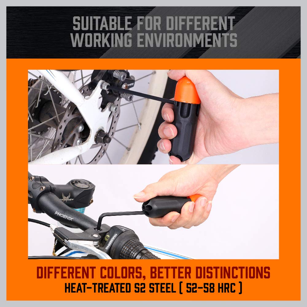 27PCS Durable Hex Key Allen Wrench Long Arm Set with Ball End, Metric and Standard Sizes Allen Key Set with Another T Handle, Heat-treated CR-V Steel