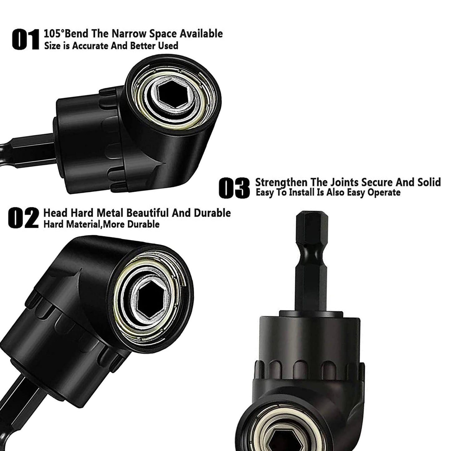 Fruholt Flexible Drill Bit Extension Set with Right Angle Attachment, 360° Rotatable 1/4 3/8 1/2" Impact Grade Socket Adapter Sets for Cordless Drill & Screwdriver, Power Drill & Driver