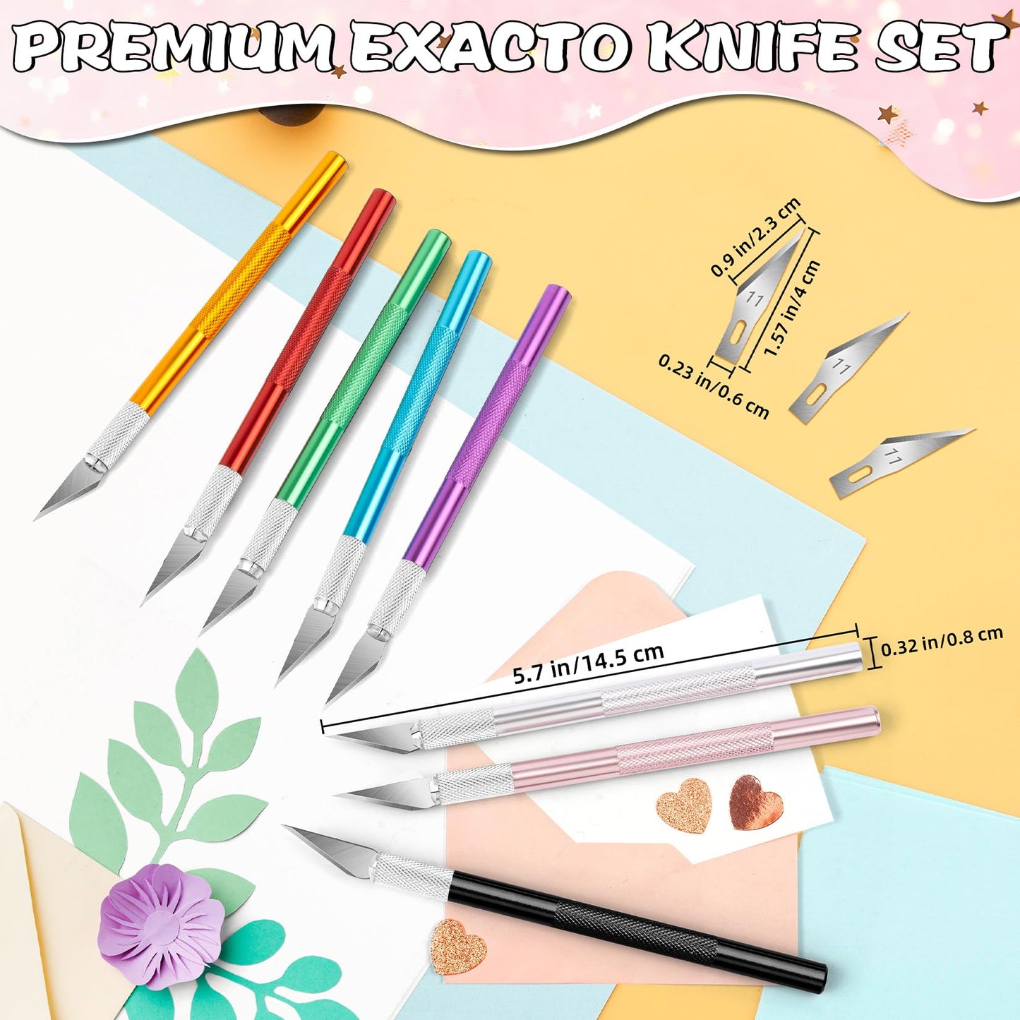DIYSELF Exacto Knife, 4 PCS Exacto Knives with 40 Exacto Blades #11, Craft Knife, Hobby Knife, Exacto Knife for Crafting, Art, Scrapbooking, Stencil, Precision Exactly Knife for Sculpting, Model