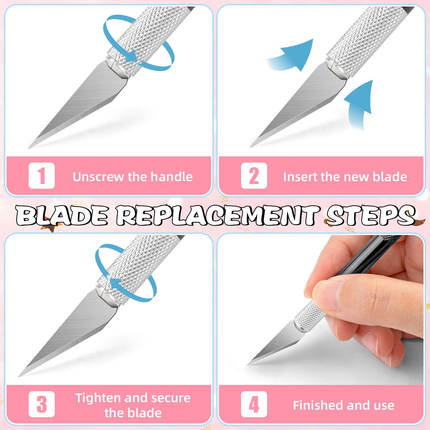 DIYSELF Exacto Knife, 4 PCS Exacto Knives with 40 Exacto Blades #11, Craft Knife, Hobby Knife, Exacto Knife for Crafting, Art, Scrapbooking, Stencil, Precision Exactly Knife for Sculpting, Model
