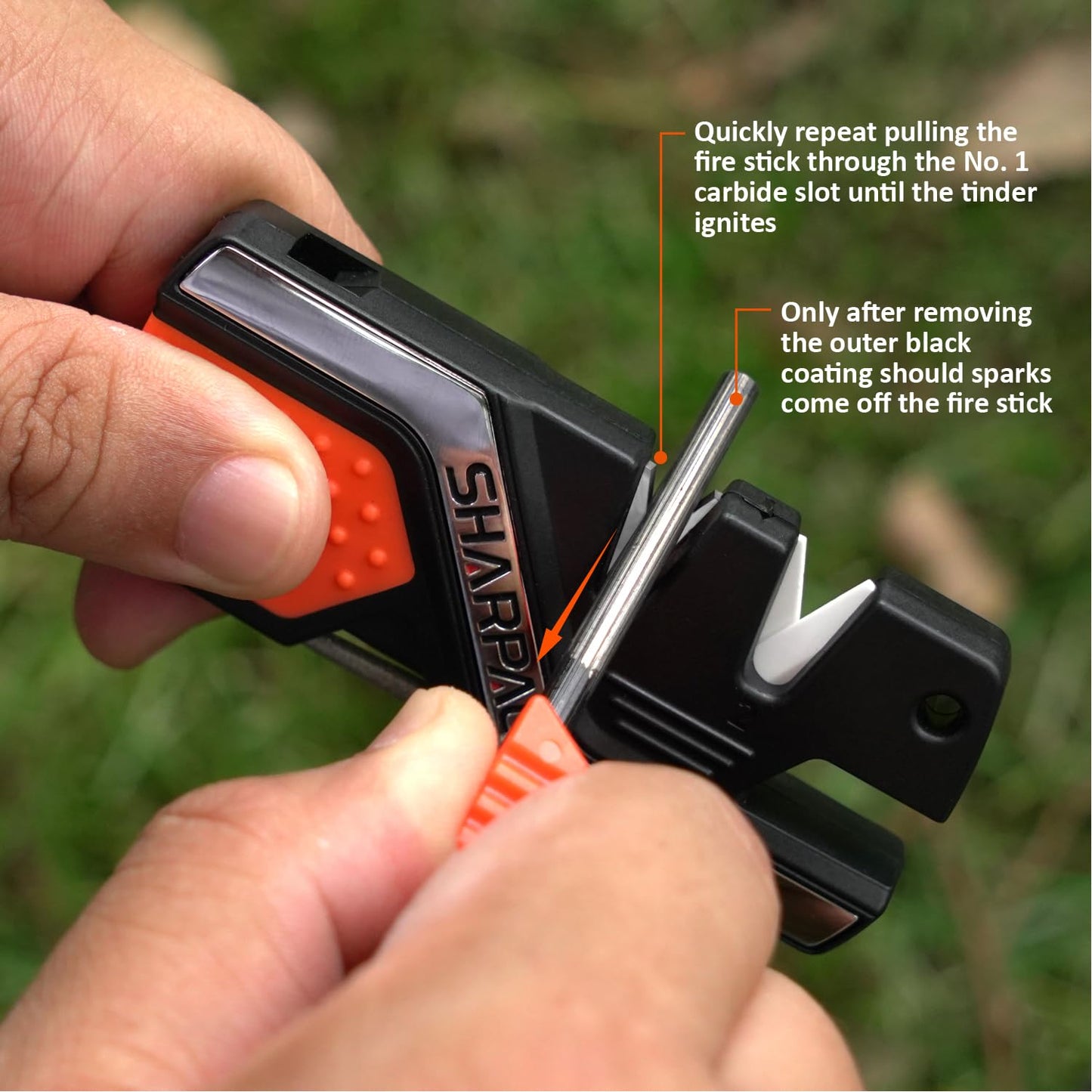 SHARPAL 101N 6-in-1 Pocket Knife Sharpener & Survival Tool – Diamond Sharpening Rod, Fire Starter Ferro Rod, Whistle – Sharpens Straight & Serrated Blades, Repairs & Hones Knives