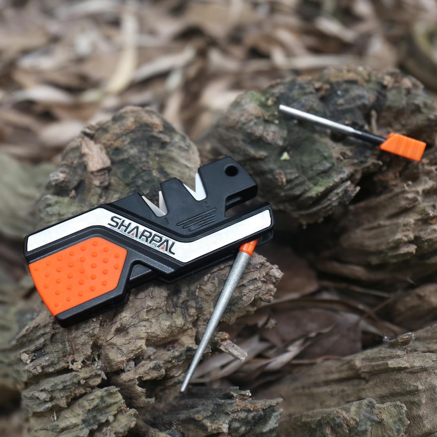 SHARPAL 101N 6-in-1 Pocket Knife Sharpener & Survival Tool – Diamond Sharpening Rod, Fire Starter Ferro Rod, Whistle – Sharpens Straight & Serrated Blades, Repairs & Hones Knives