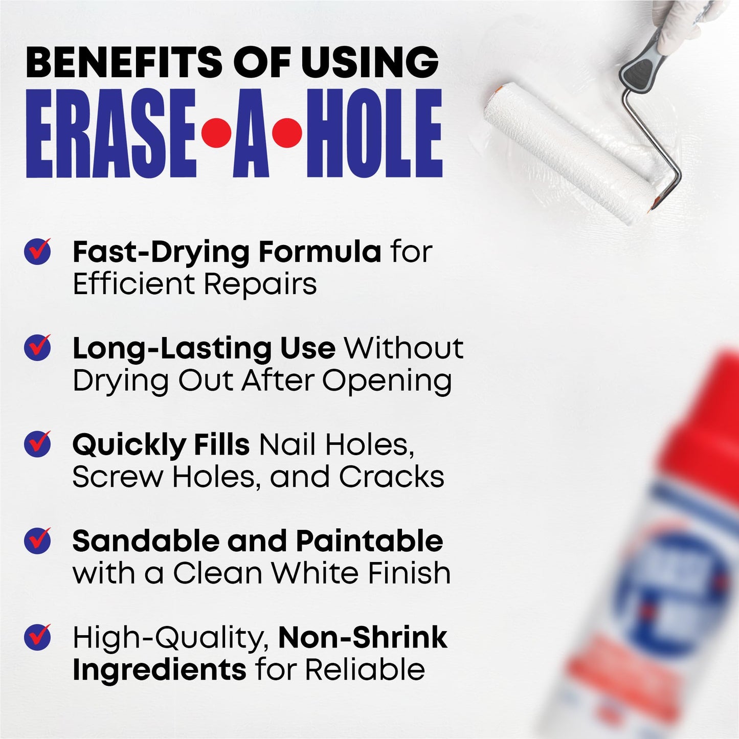 Drywall Repair Putty: A Quick & Easy Solution to Fill The Holes in Your Walls-Also Works on Wood & Plaster (1).5oz…