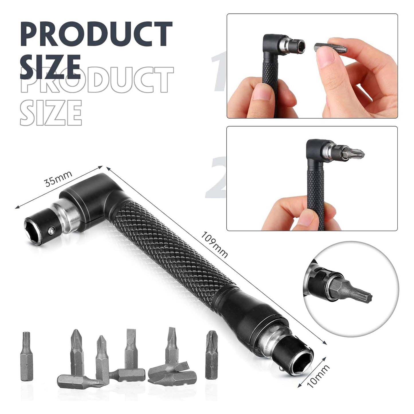17 Pcs Flexible Drill Bit Extension 105 Degree Right Angle Drill Adapter,360° Rotatable 1/4 3/8 1/2" Impact Grade Socket Adapter Set,90° Angled Bits,Super Bit Shaft Extension Bits,Screwdriver Bit Set