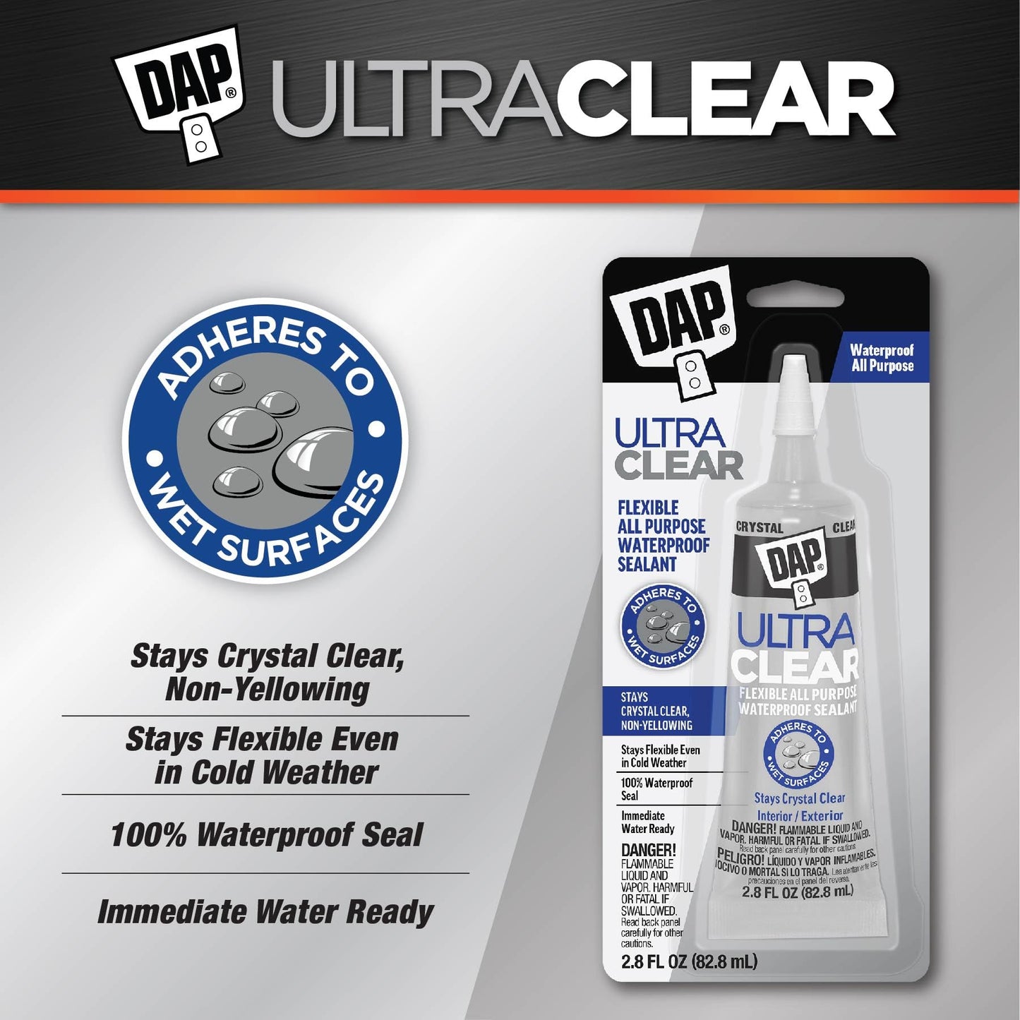 DAP Ultra Clear All Purpose Sealant, Crystal Clear, 2.8 oz (7079800952)