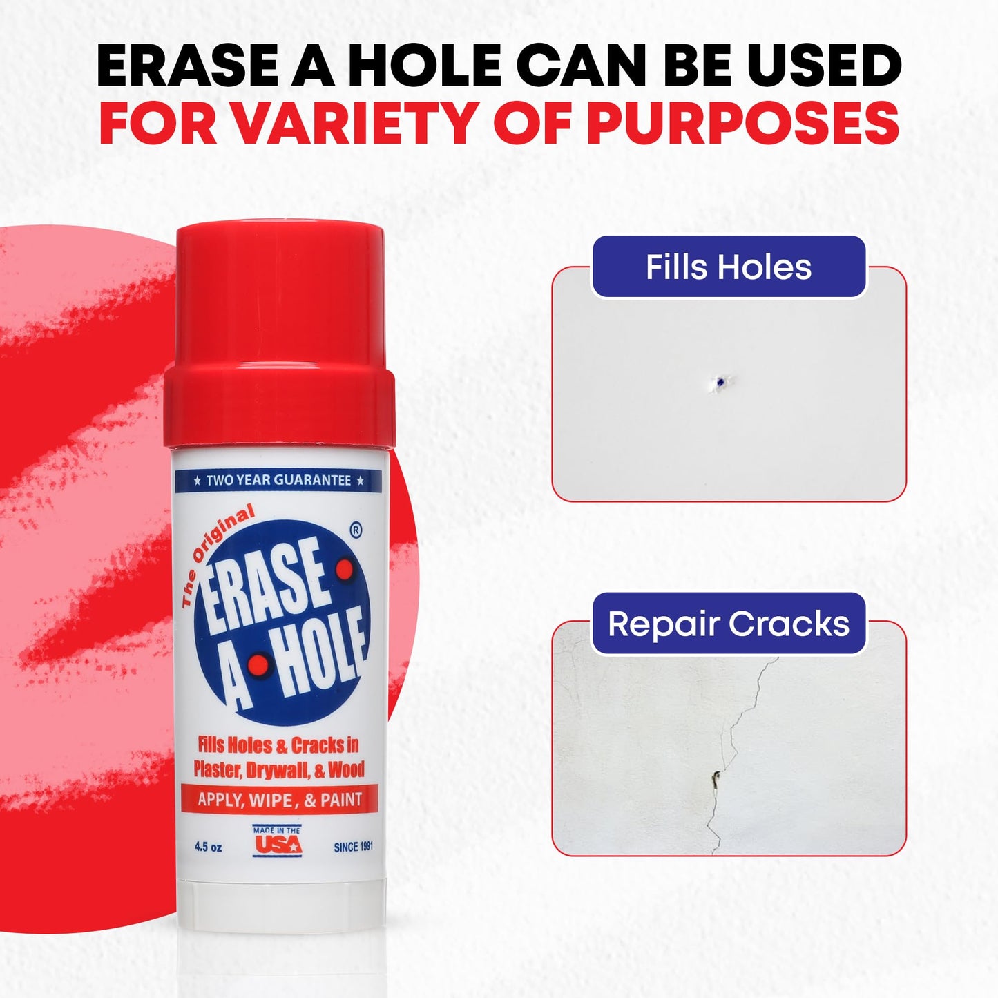 Drywall Repair Putty: A Quick & Easy Solution to Fill The Holes in Your Walls-Also Works on Wood & Plaster (1).5oz…