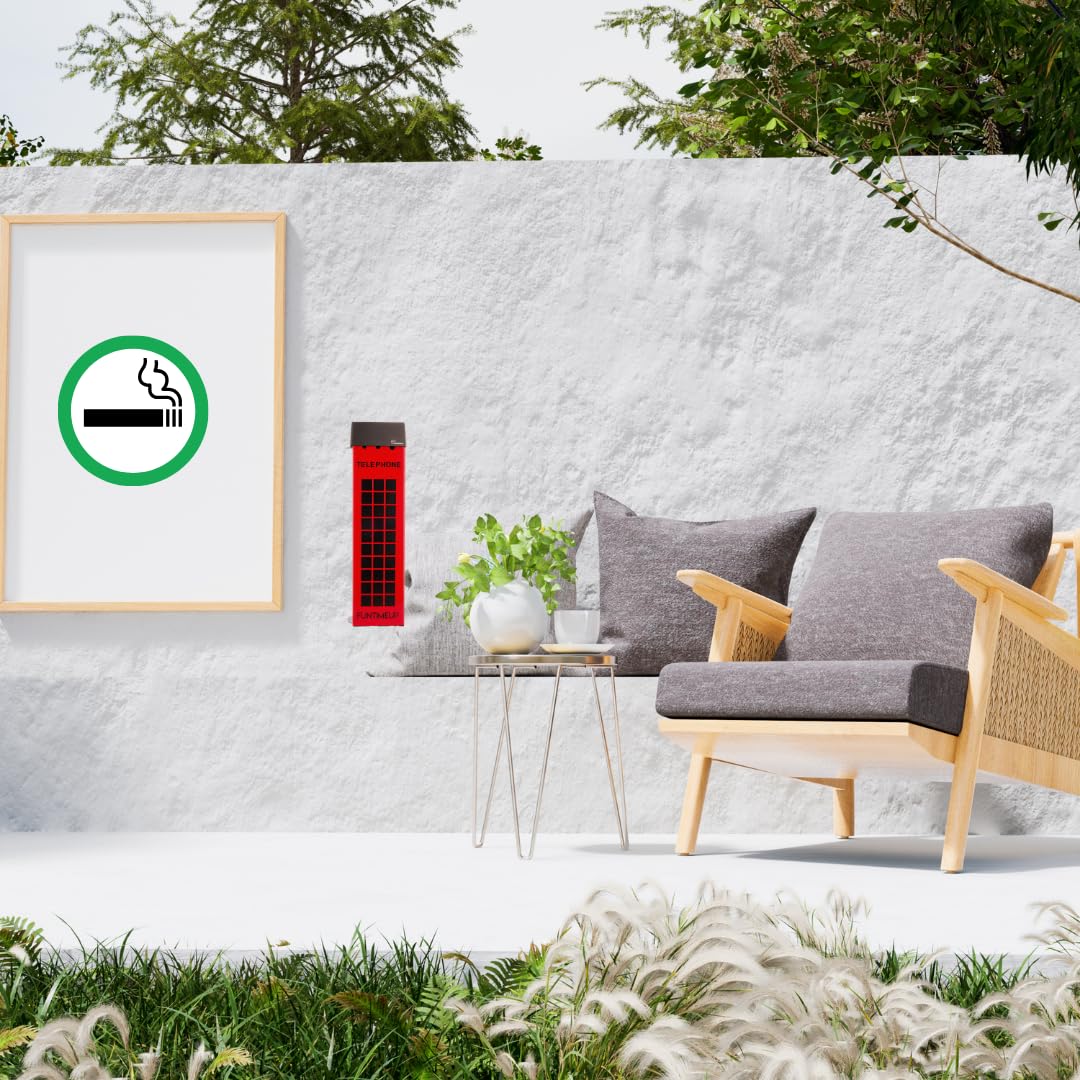 FUNTIMEUP Phone Box Stainless Steel Light Ashtray, Wall Mounted, red and Black, Wall Assembly Open Stainless Steel Cigarette Holder and Ashtray, Large, TLFBX010