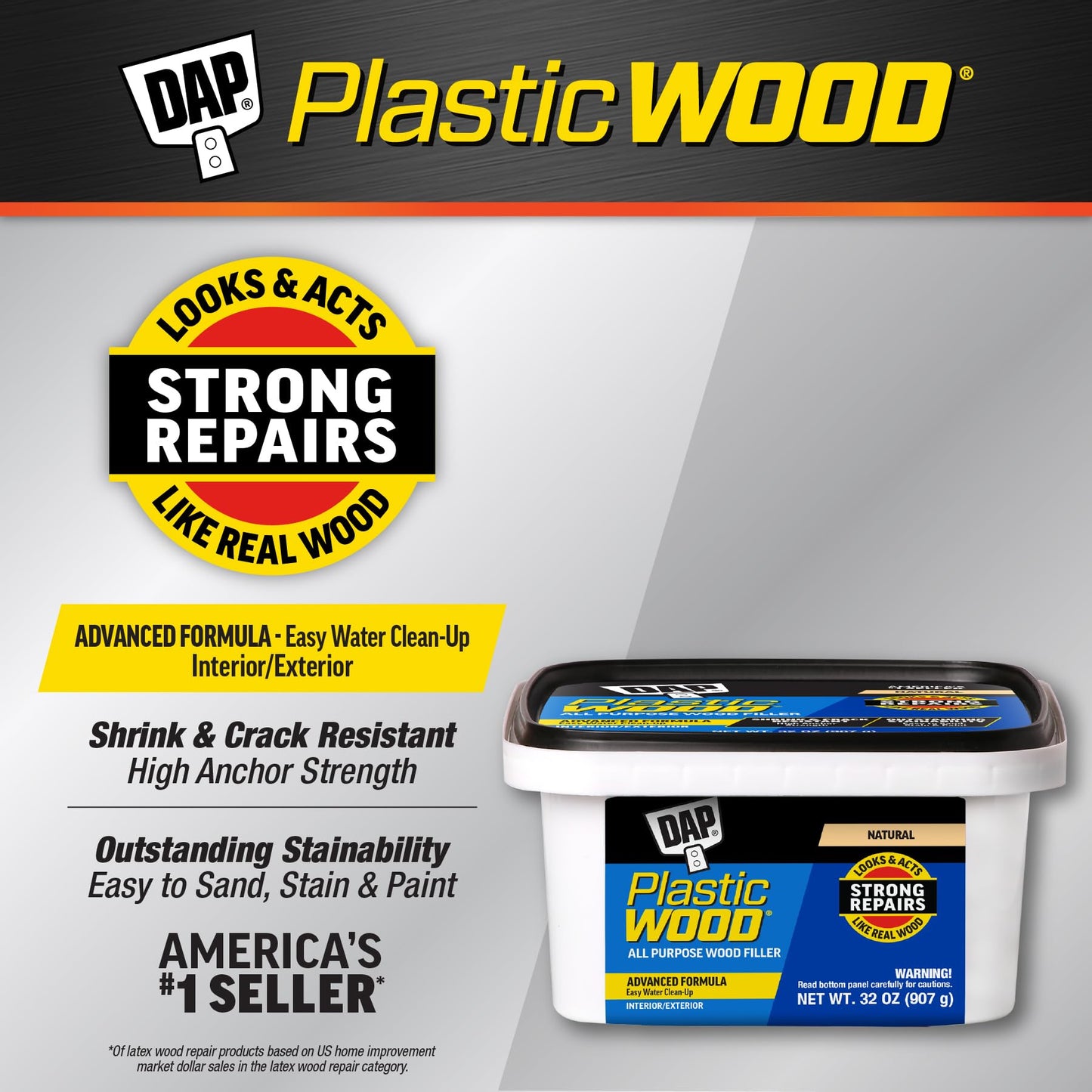 DAP Plastic Wood All Purpose Latex Wood Filler, Natural, 32 Oz (7079800525)