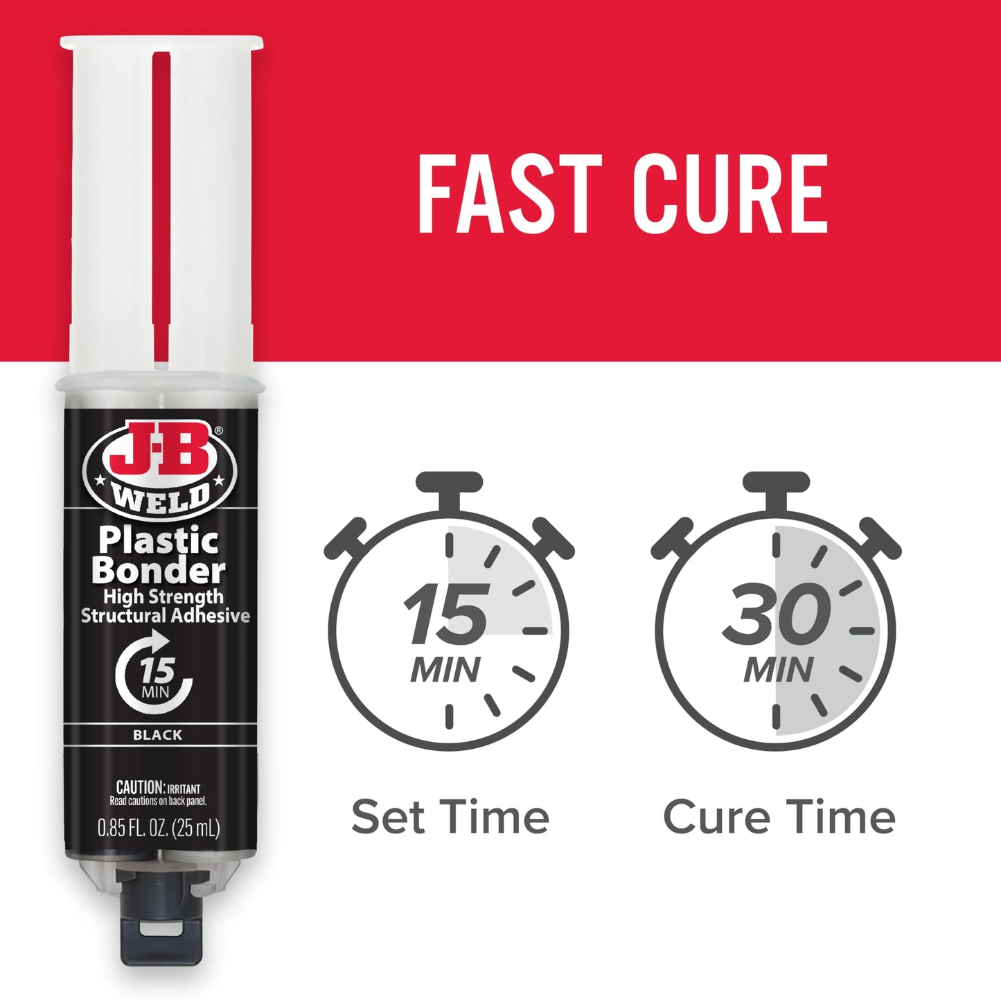 J-B Weld 50139 Plastic Bonder Body Panel Adhesive and Gap Filler Syringe - Black - 25 ml