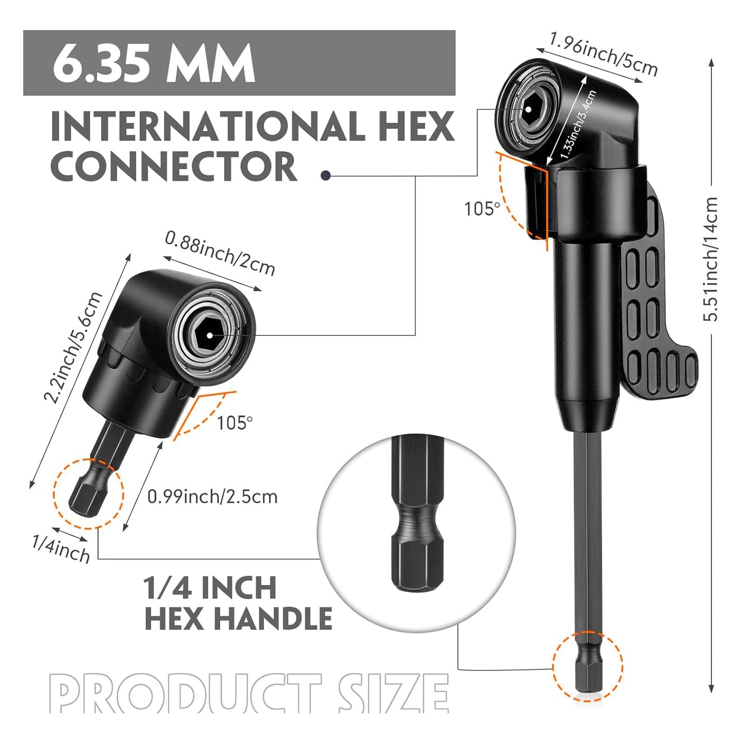 17 Pcs Flexible Drill Bit Extension 105 Degree Right Angle Drill Adapter,360° Rotatable 1/4 3/8 1/2" Impact Grade Socket Adapter Set,90° Angled Bits,Super Bit Shaft Extension Bits,Screwdriver Bit Set