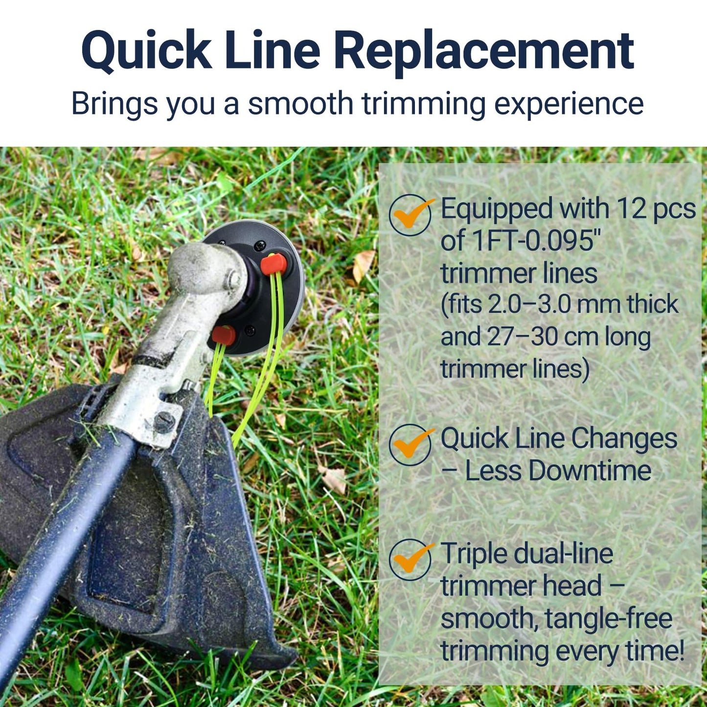 Universal Weed Eater Head, Easy Load String Trimmer Head Replacement Weed Wacker Head for Echo, Ego, Dewalt, Stihl, and Husqvarna, Includes 12pcs 1FT-0.095" Trimmer Line