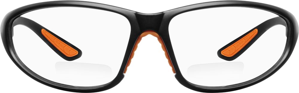 Ironwear Bradford 3030 Series Nylon Protective Safety Glasses with 2.0 Bifocal Lens, Clear Lens, Black Frame (3030-C-2.0), One Size
