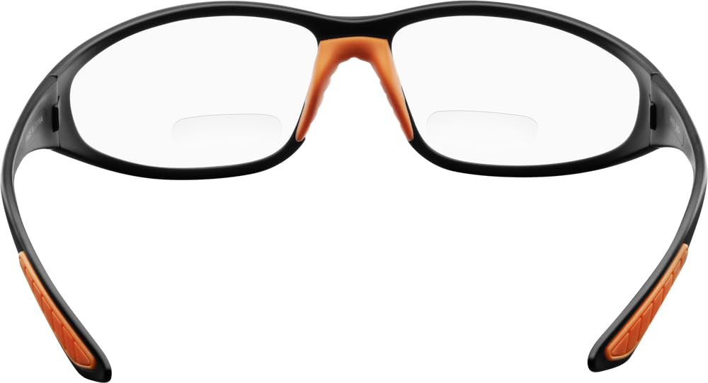 Ironwear Bradford 3030 Series Nylon Protective Safety Glasses with 2.0 Bifocal Lens, Clear Lens, Black Frame (3030-C-2.0), One Size