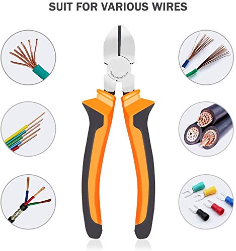 BOENFU Wire Cutter for Artificial Flowers and Crafts, 6 inch Side Cutters Chicken Wire Cutters Heavy Duty Diagonal Cutting Pliers Wire Clippers, Orange