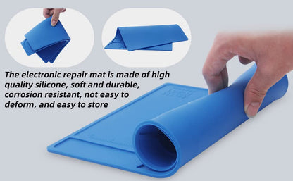 Hengtianmei Heat Insulation Silicone Repair Mat with Scale Ruler and Screw Position for Soldering Iron, Phone and Computer Repair Size: 14 x 10 Inches (H-201)