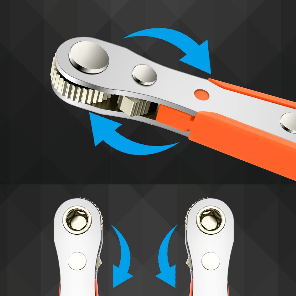 Mini Ratchet Wrench,Right Angle Phillips Magnetic Screwdriver for Tight Spaces with 1/4" Drive High Torque Offset Reversible Mini Ratchet Offset Screwdriver for Tight Areas （1 Pc Ratchet Wrench）