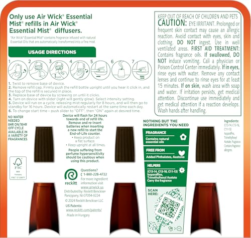 AIR WICK Essential Mist - Triple Refill Hawaii Exotic Papaya & Hibiscus Flower (3X.67) oz.