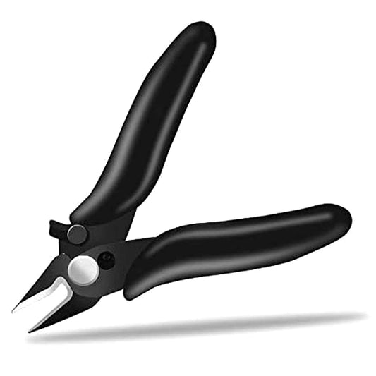 BOENFU 3.5 Inches Mini Cutter with Lock, Flush Cutters, Small Wire Snips, Micro Wire Cutter with Spring, Black
