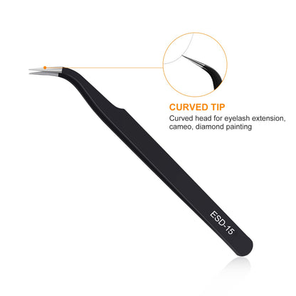 kaverme 9PCS Precision Tweezers Set, Upgraded Anti-Static Stainless Steel of Tweezers, for Electronics, Soldering, Laboratory Work, Jewelry-Making, Model, Craft