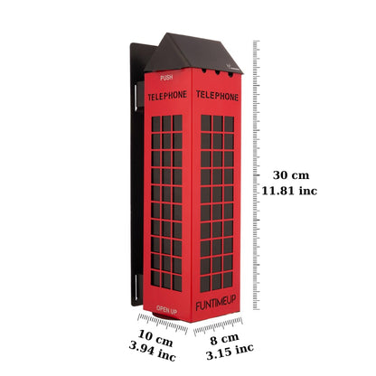 FUNTIMEUP Phone Box Stainless Steel Light Ashtray, Wall Mounted, red and Black, Wall Assembly Open Stainless Steel Cigarette Holder and Ashtray, Large, TLFBX010
