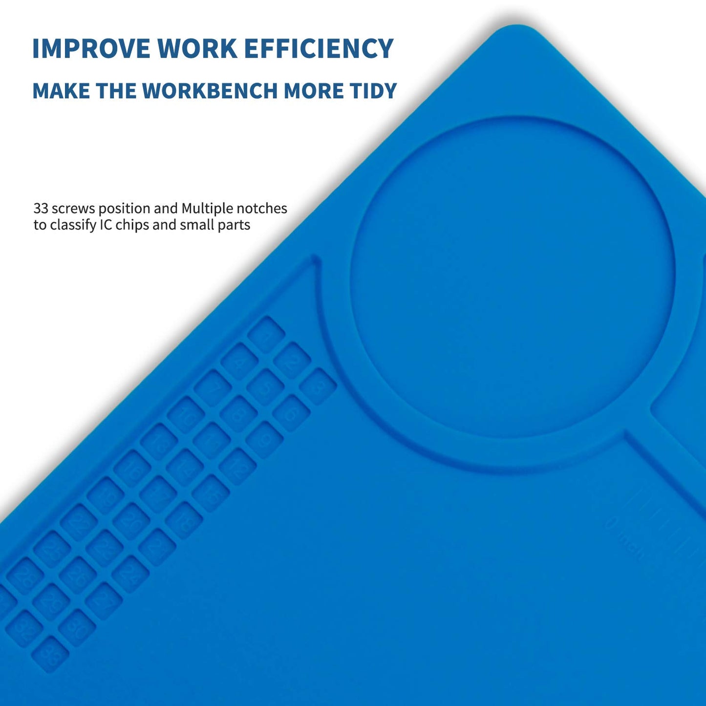 Hengtianmei Heat Insulation Silicone Repair Mat with Scale Ruler and Screw Position for Soldering Iron, Phone and Computer Repair Size: 14 x 10 Inches (H-201)