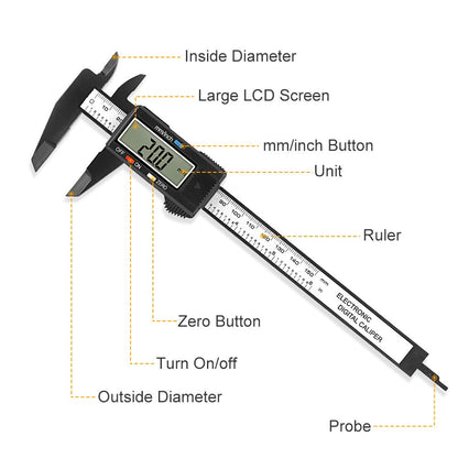 Digital Caliper, 0-6 inches Caliper with Large LCD Screen, Auto - Off Feature, Inch and Millimeter Conversion Measuring Tool, Perfect for Household/DIY Measurment, etc