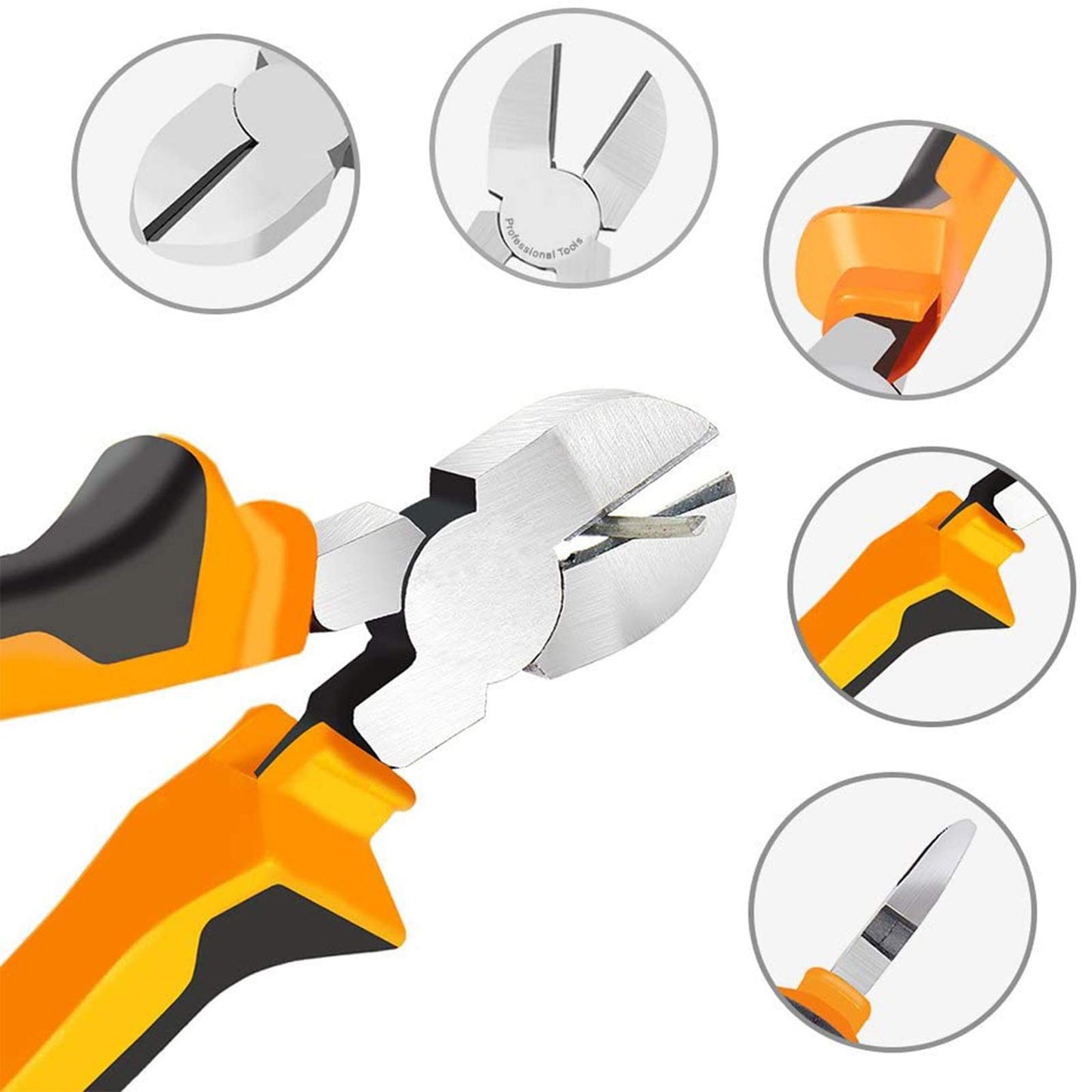 BOENFU Wire Cutter for Artificial Flowers and Crafts, 6 inch Side Cutters Chicken Wire Cutters Heavy Duty Diagonal Cutting Pliers Wire Clippers, Orange