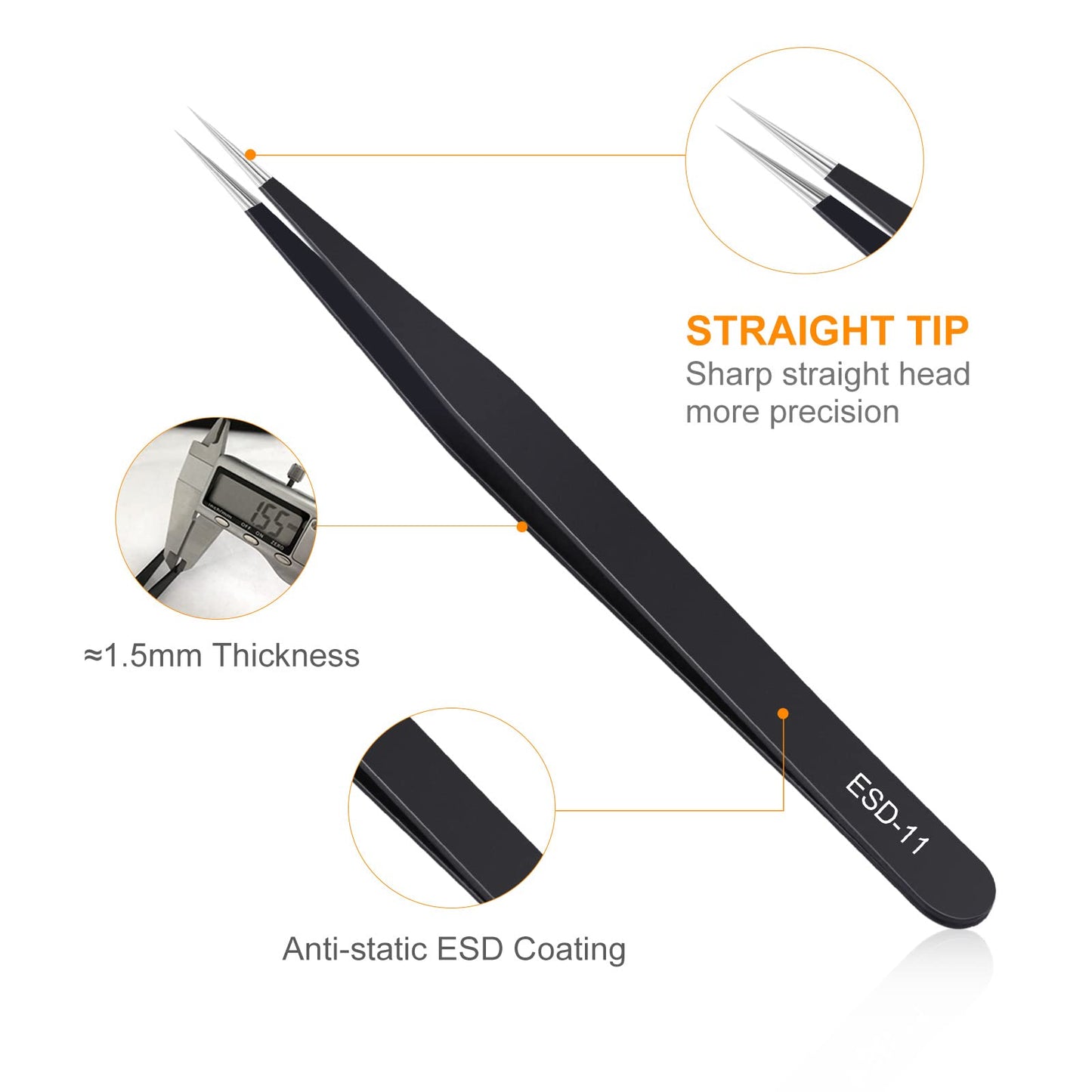 kaverme 9PCS Precision Tweezers Set, Upgraded Anti-Static Stainless Steel of Tweezers, for Electronics, Soldering, Laboratory Work, Jewelry-Making, Model, Craft