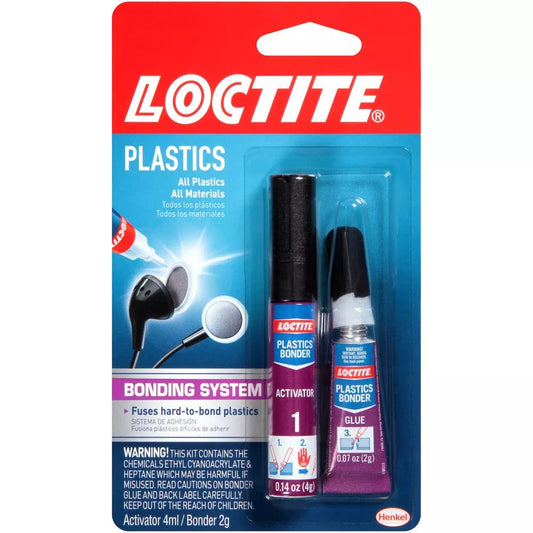 Loctite Super Glue Plastics Bonding System, Clear Kit, 1-0.14 oz Activator Stick + 1-0.07 oz Glue Tube