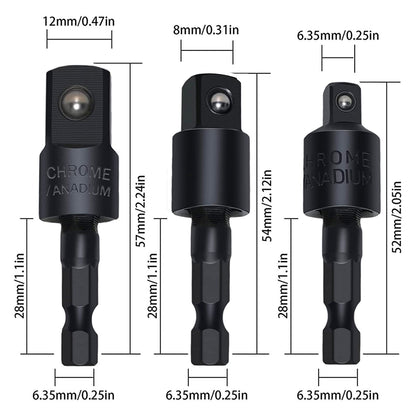 17 Pcs Flexible Drill Bit Extension 105 Degree Right Angle Drill Adapter,360° Rotatable 1/4 3/8 1/2" Impact Grade Socket Adapter Set,90° Angled Bits,Super Bit Shaft Extension Bits,Screwdriver Bit Set