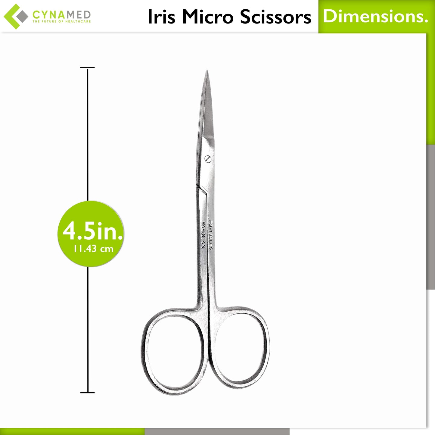 Cynamed Iris Micro Dissecting Precision Lab Scissors, Fine Point Straight - Perfect for Doctors, Nurses, EMS, Students, Education