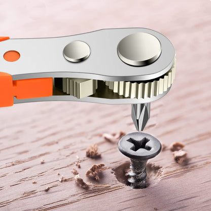 Mini Ratchet Wrench,Right Angle Phillips Magnetic Screwdriver for Tight Spaces with 1/4" Drive High Torque Offset Reversible Mini Ratchet Offset Screwdriver for Tight Areas （1 Pc Ratchet Wrench）