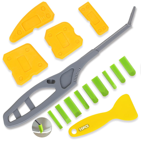 15 PCS Caulk Tool Kit Sealant Silicone Finishing Tools,Caulking Tools for Silicone Sealant Grout Finishing Sealing for Tight Areas Bathroom Kitchen Window Sink,Floor,Sink Joint,Frames Seal