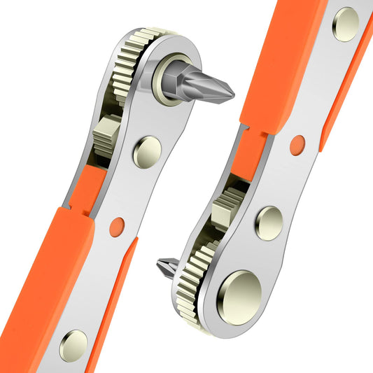 Mini Ratchet Wrench,Right Angle Phillips Magnetic Screwdriver for Tight Spaces with 1/4" Drive High Torque Offset Reversible Mini Ratchet Offset Screwdriver for Tight Areas （1 Pc Ratchet Wrench）