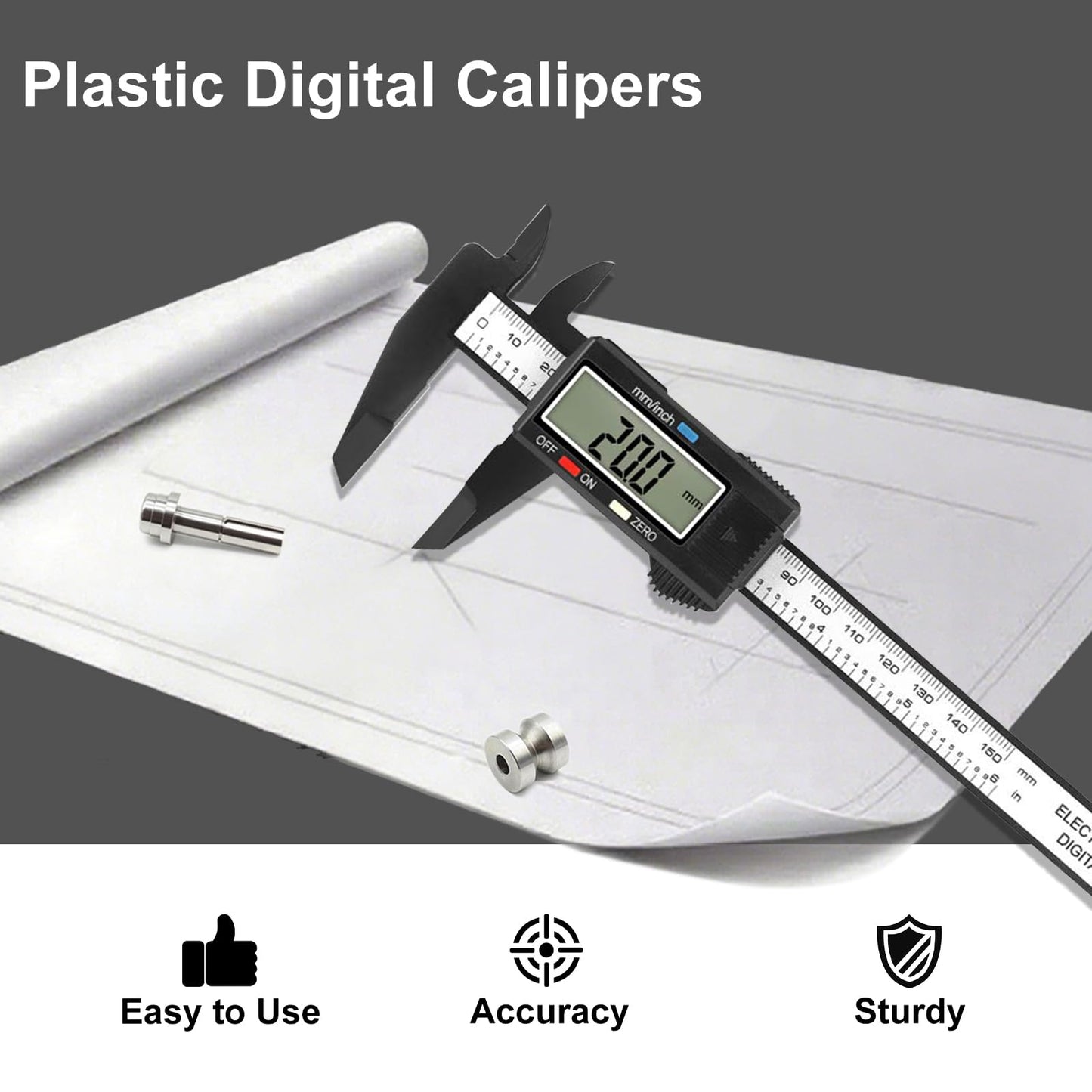 Digital Caliper, 0-6 inches Caliper with Large LCD Screen, Auto - Off Feature, Inch and Millimeter Conversion Measuring Tool, Perfect for Household/DIY Measurment, etc