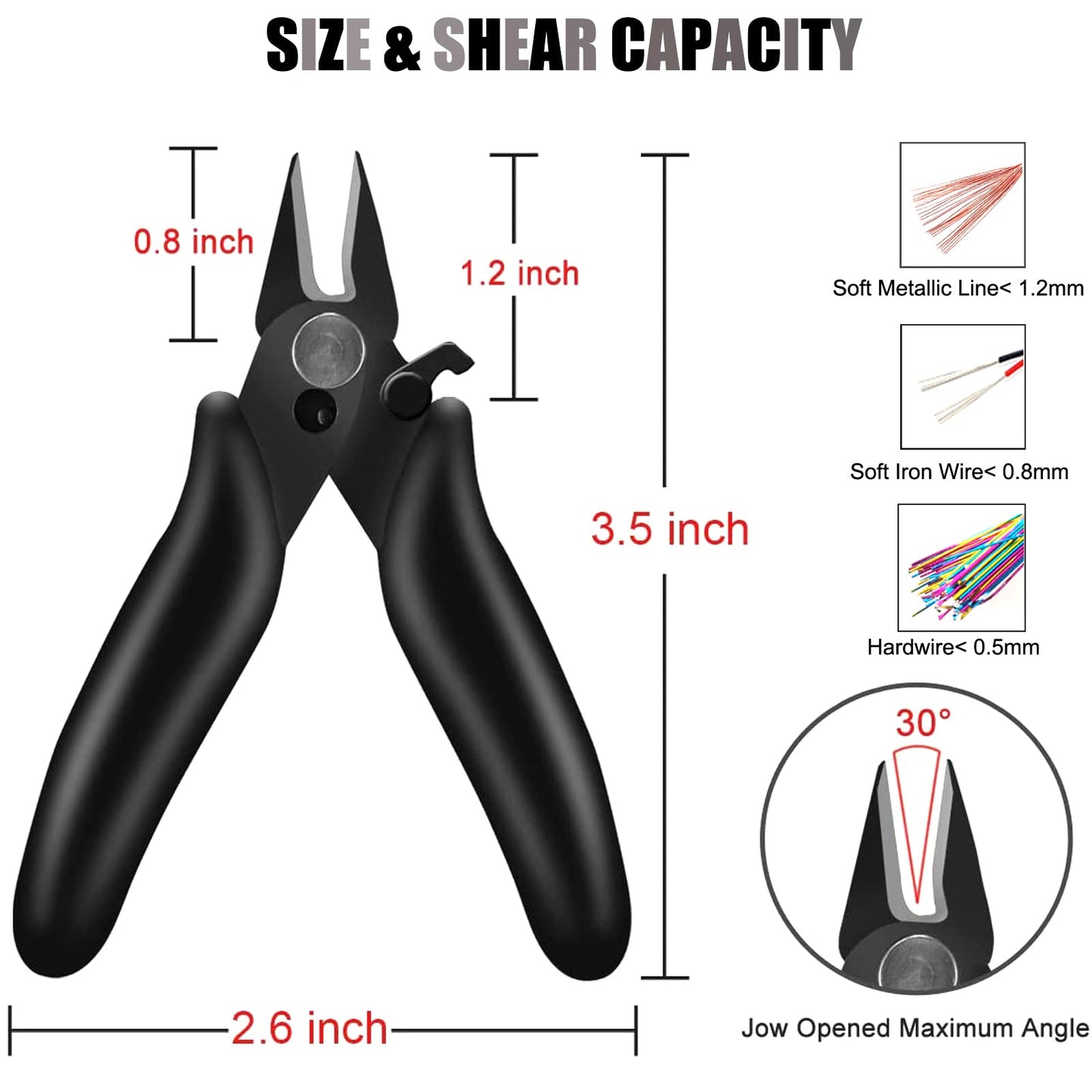 BOENFU 3.5 Inches Mini Cutter with Lock, Flush Cutters, Small Wire Snips, Micro Wire Cutter with Spring, Black