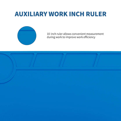 Hengtianmei Heat Insulation Silicone Repair Mat with Scale Ruler and Screw Position for Soldering Iron, Phone and Computer Repair Size: 14 x 10 Inches (H-201)