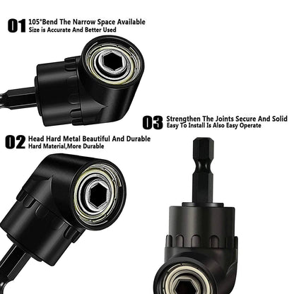 Fruholt Flexible Drill Bit Extension Set with Right Angle Attachment, 360° Rotatable 1/4 3/8 1/2" Impact Grade Socket Adapter Sets for Cordless Drill & Screwdriver, Power Drill & Driver