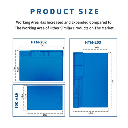 Hengtianmei Heat Insulation Silicone Repair Mat with Scale Ruler and Screw Position for Soldering Iron, Phone and Computer Repair Size: 14 x 10 Inches (H-201)