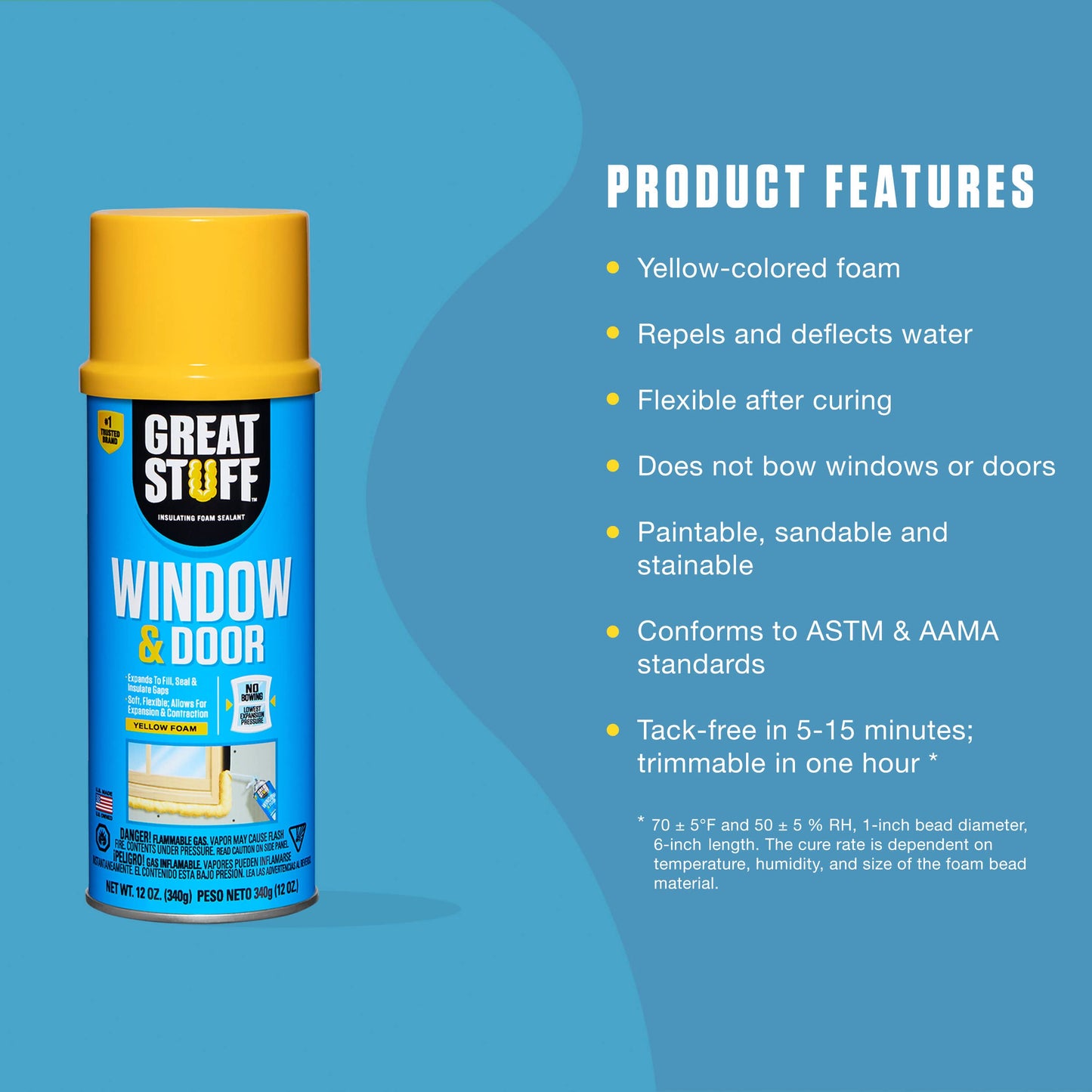 Great Stuff Window & Door 175437 12 oz Insulating Foam Sealant, Yellow