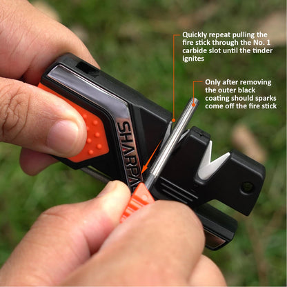 SHARPAL 101N 6-in-1 Pocket Knife Sharpener & Survival Tool – Diamond Sharpening Rod, Fire Starter Ferro Rod, Whistle – Sharpens Straight & Serrated Blades, Repairs & Hones Knives