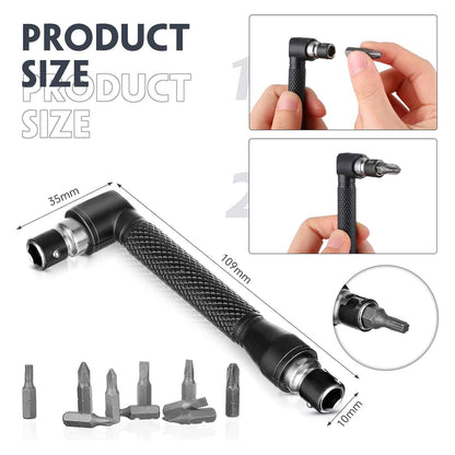 17 Pcs Flexible Drill Bit Extension 105 Degree Right Angle Drill Adapter,360° Rotatable 1/4 3/8 1/2" Impact Grade Socket Adapter Set,90° Angled Bits,Super Bit Shaft Extension Bits,Screwdriver Bit Set