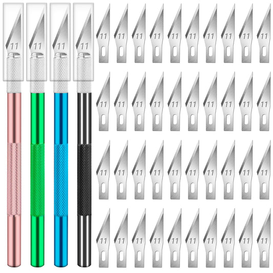 DIYSELF Exacto Knife, 4 PCS Exacto Knives with 40 Exacto Blades #11, Craft Knife, Hobby Knife, Exacto Knife for Crafting, Art, Scrapbooking, Stencil, Precision Exactly Knife for Sculpting, Model