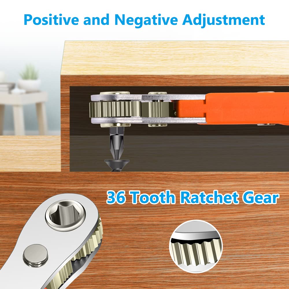 Mini Ratchet Wrench,Right Angle Phillips Magnetic Screwdriver for Tight Spaces with 1/4" Drive High Torque Offset Reversible Mini Ratchet Offset Screwdriver for Tight Areas （1 Pc Ratchet Wrench）