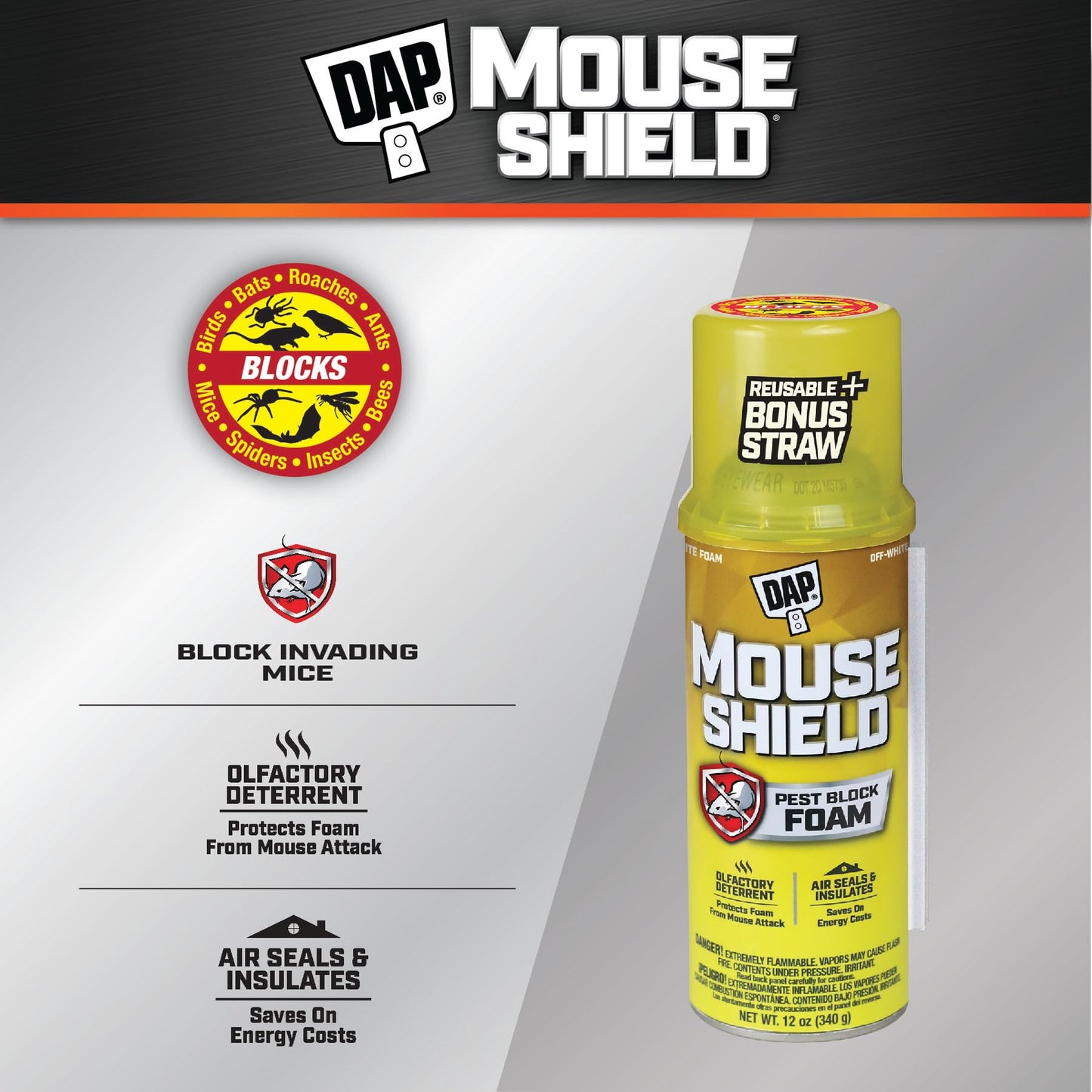 DAP Touch 'n Foam Mouse Shield Foam Sealant & Blocker, Off White, 12 Oz (7565012506)