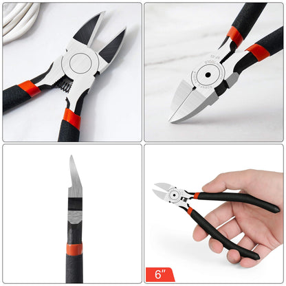BOENFU 6 Inches Wire Cutters Heavy Duty Snips Flush Cut Side Cutters Pliers Metal Cutting Tool for Crafting, Floral, Artificial Flowers, Chicken Wire, Electrical, 1 Pack