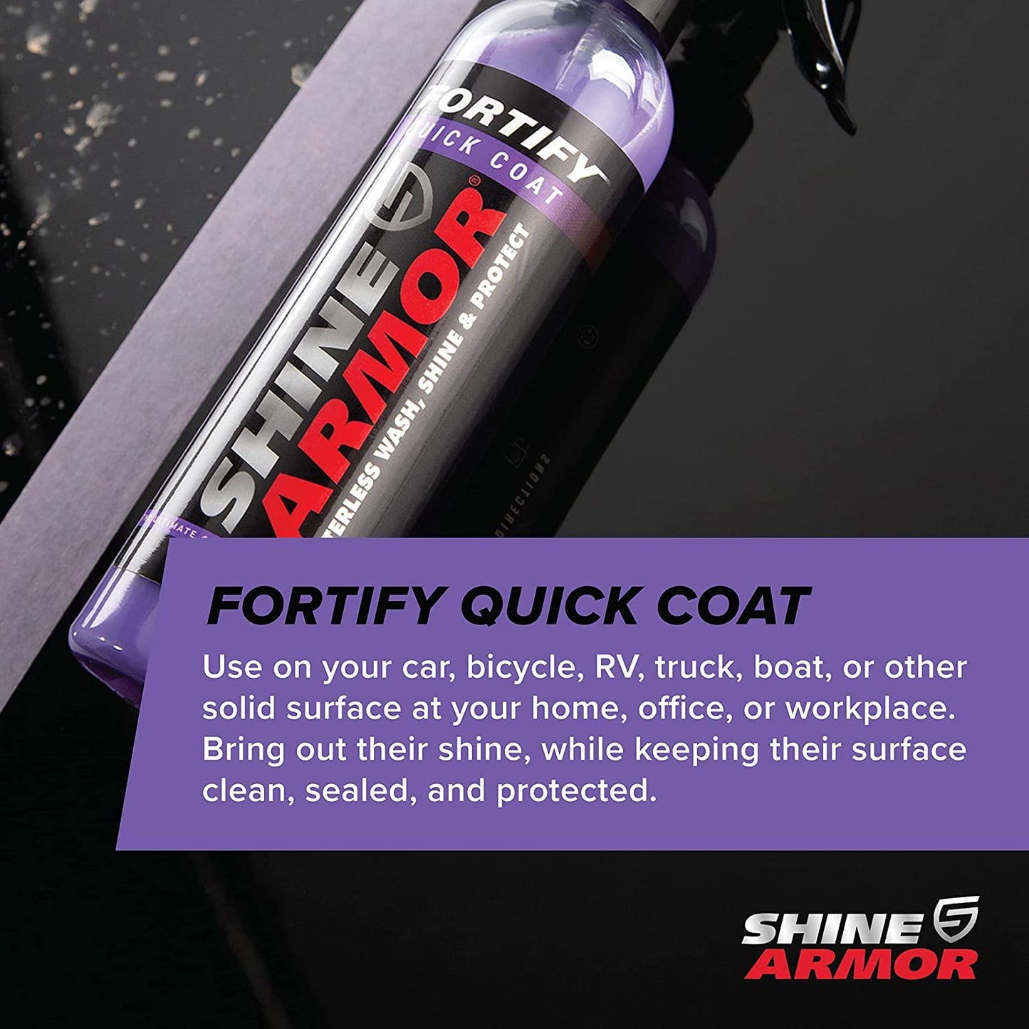Car Wax Spray and Ceramic Coating for Cars - 3 in One Waterless Car Wash and Detailing for Maximum Shine - High Gloss Top Coat, Protective Auto Wax - 16FlOz by Shine Armor